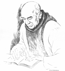 drawing of Thomas Merton done for The Catholic Worker by Fritz Eichenberg