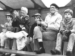 Lucy and Dad at the circus with Wendy, Thomas and Dan (Alkmaar, 1985)